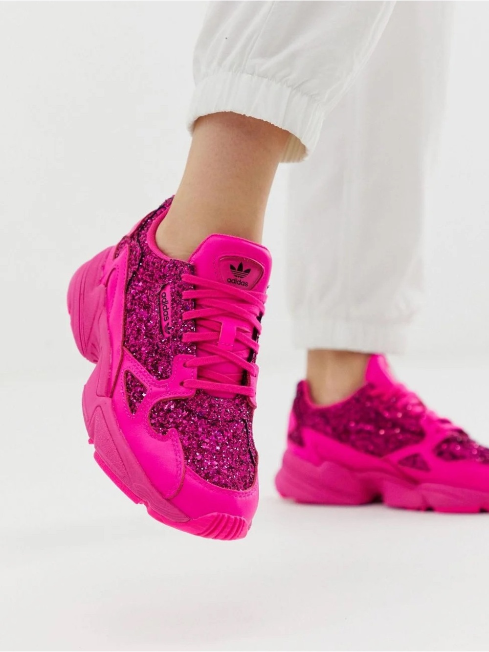 adidas Falcon Shock Pink Torsion Glitter Women’s Chunky Sneakers  Size 7